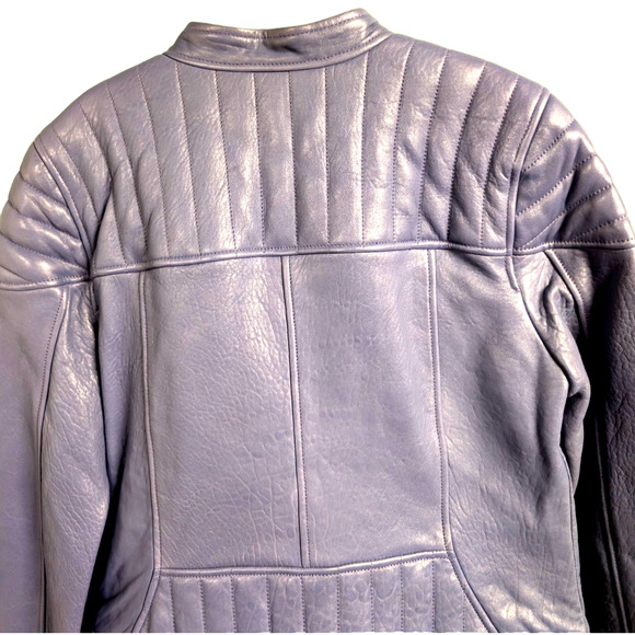 Juicy Couture Lilac Purple Real Leather Motorcycle Jacket Sz L - Picture 9 of 9